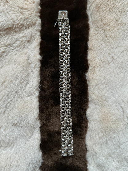 German silver 800 double garibaldi chain bracelet