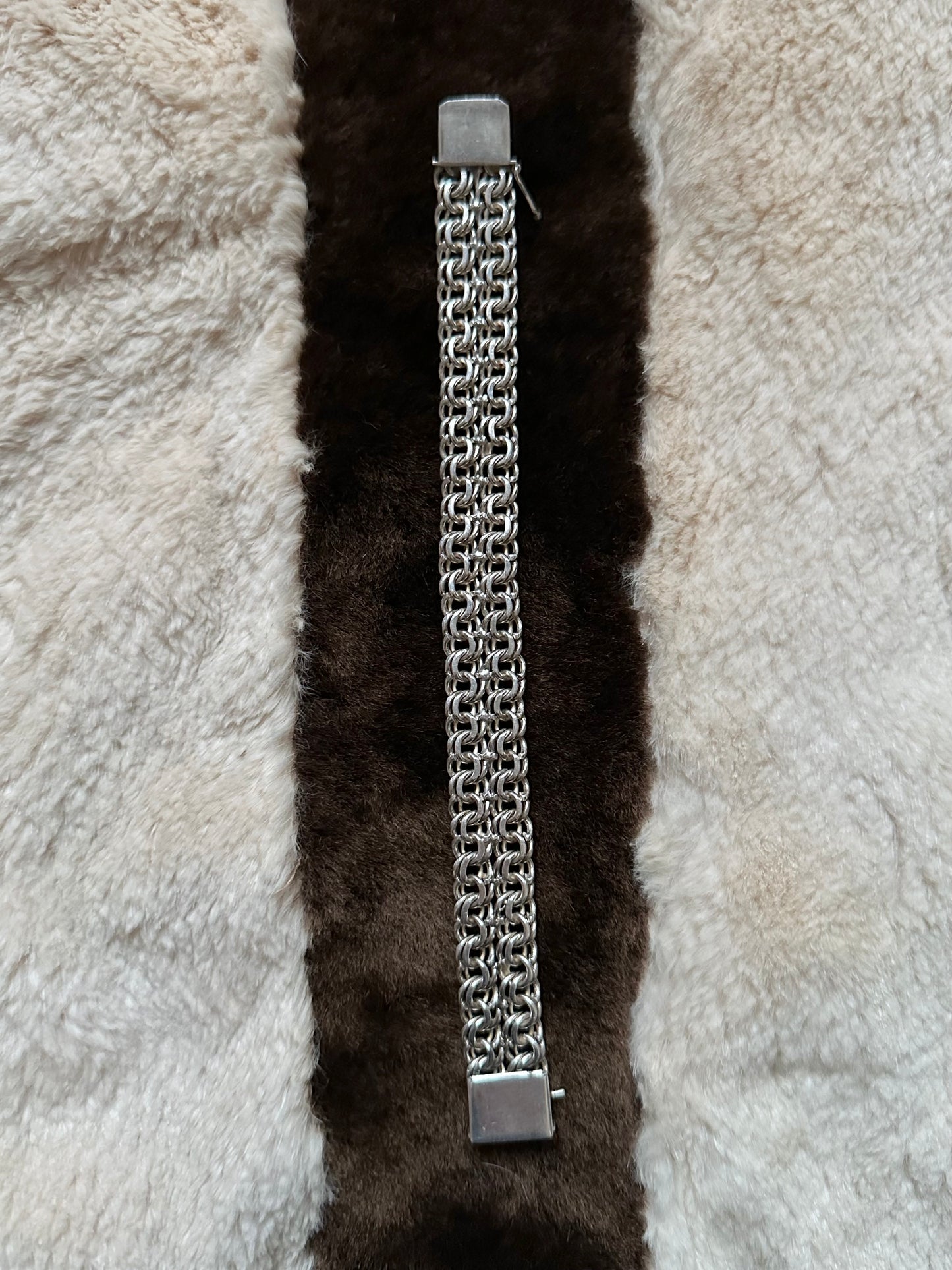 German silver 800 double garibaldi chain bracelet