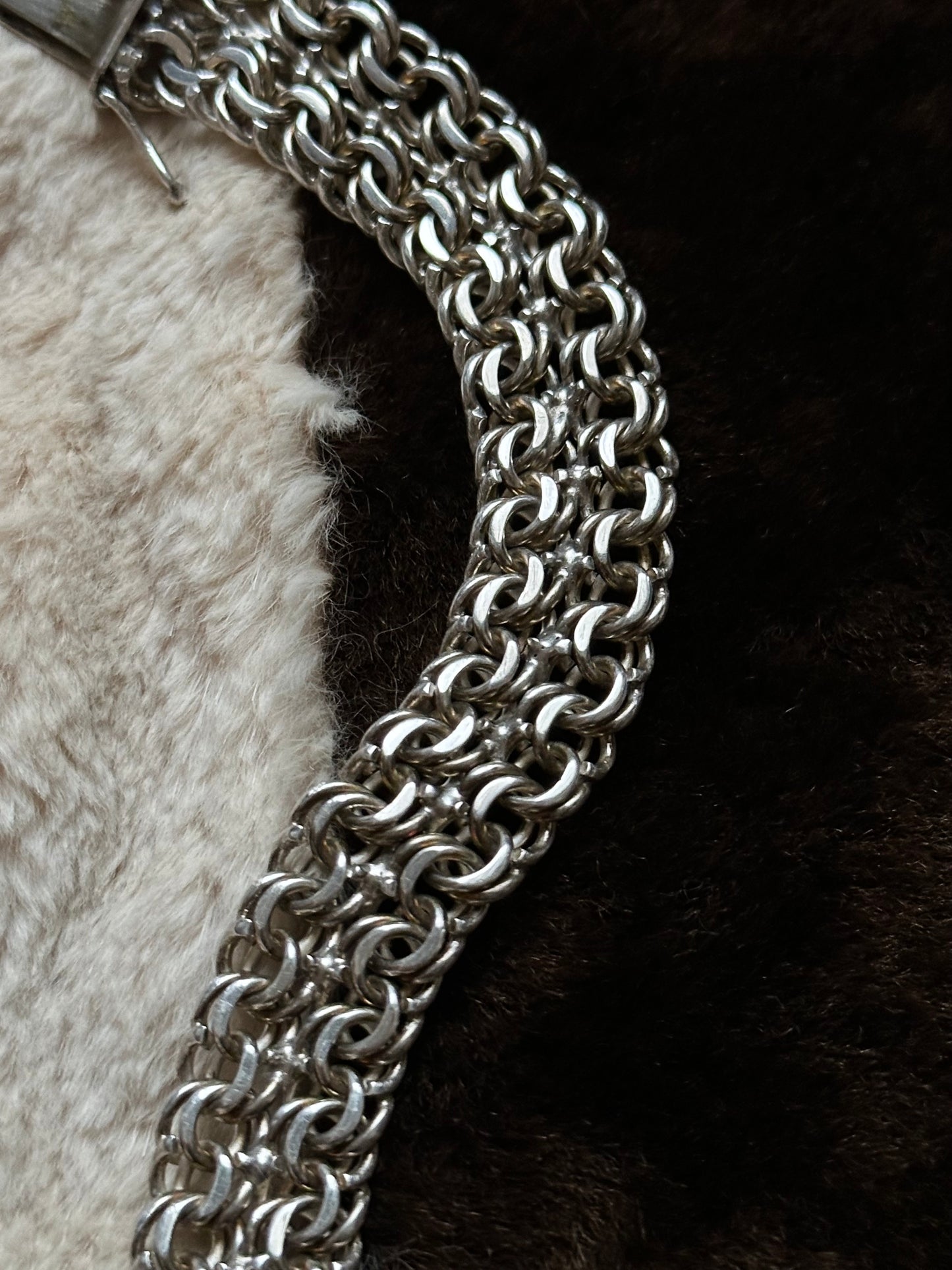 German silver 800 double garibaldi chain bracelet