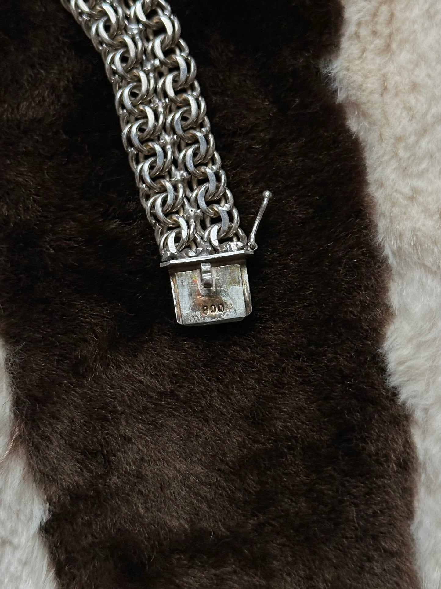 German silver 800 double garibaldi chain bracelet