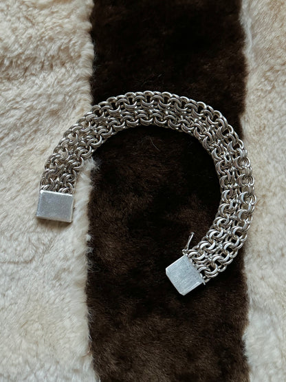 German silver 800 double garibaldi chain bracelet