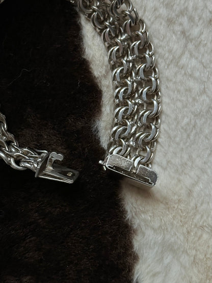 German silver 800 double garibaldi chain bracelet