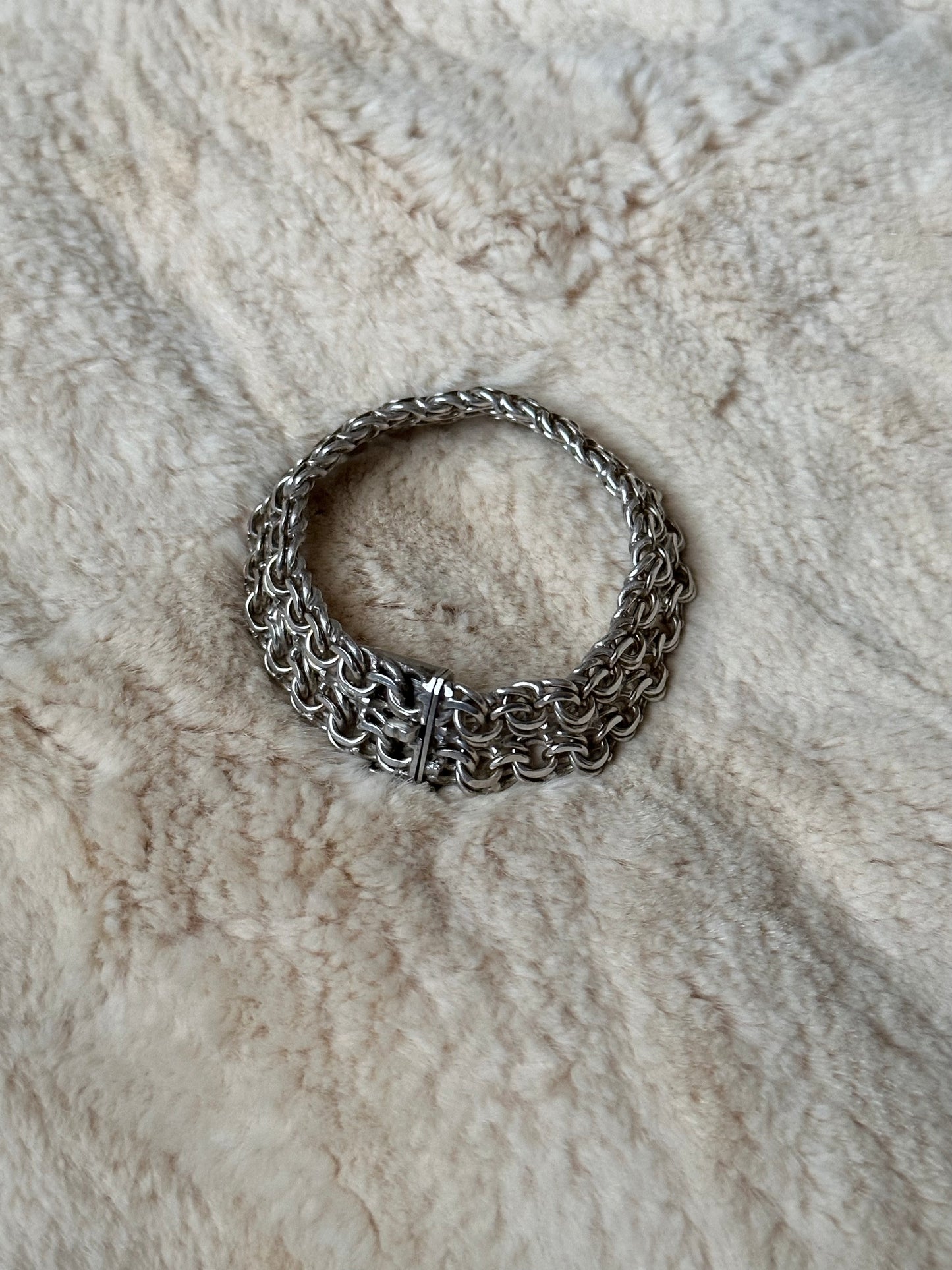 German silver 800 double garibaldi chain bracelet