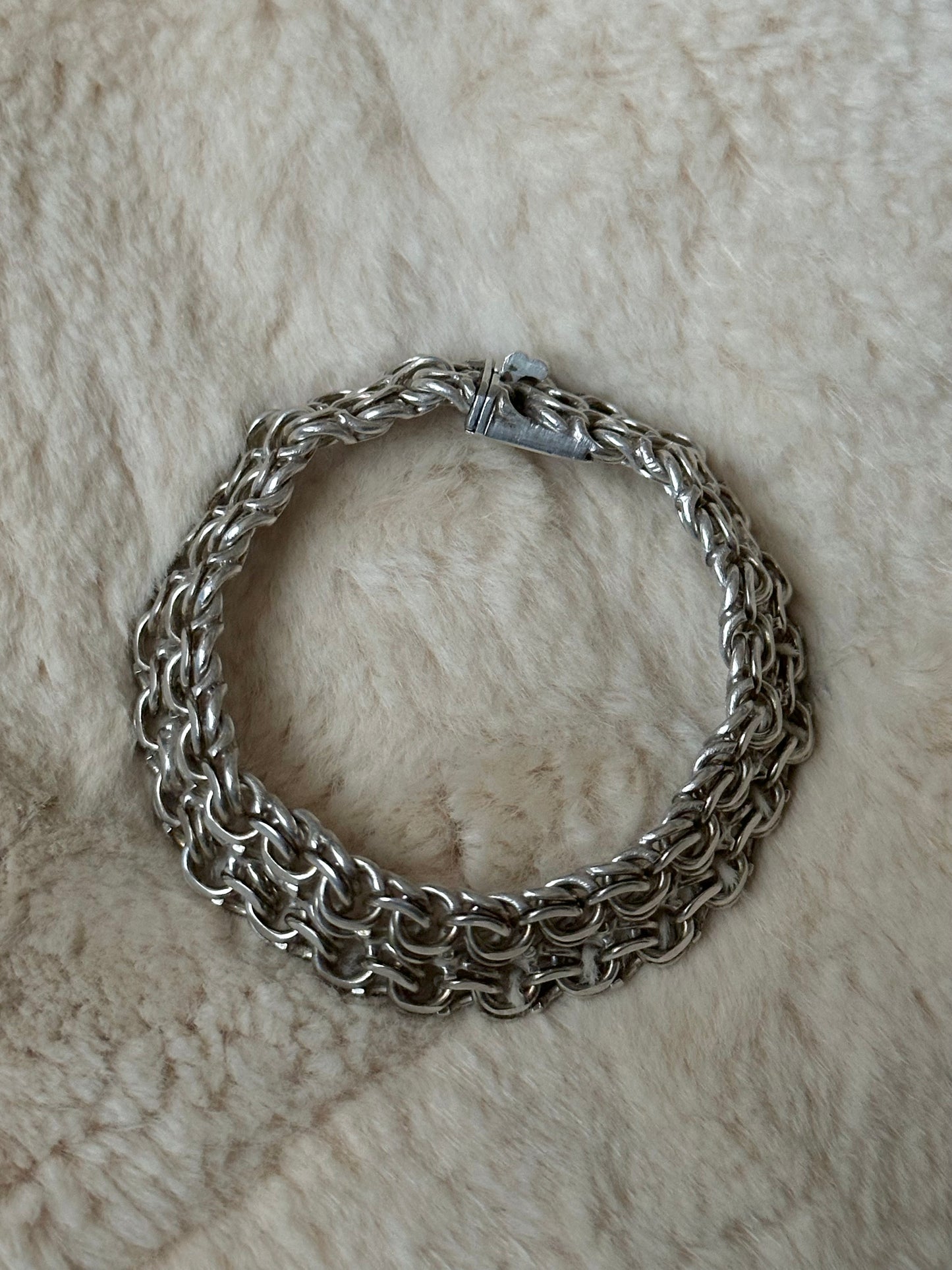 German silver 800 double garibaldi chain bracelet