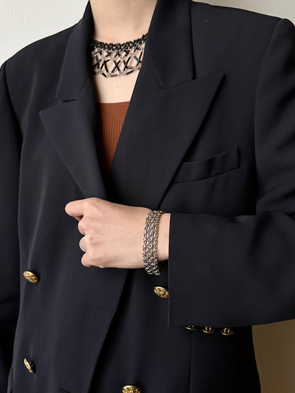 German silver 800 double garibaldi chain bracelet