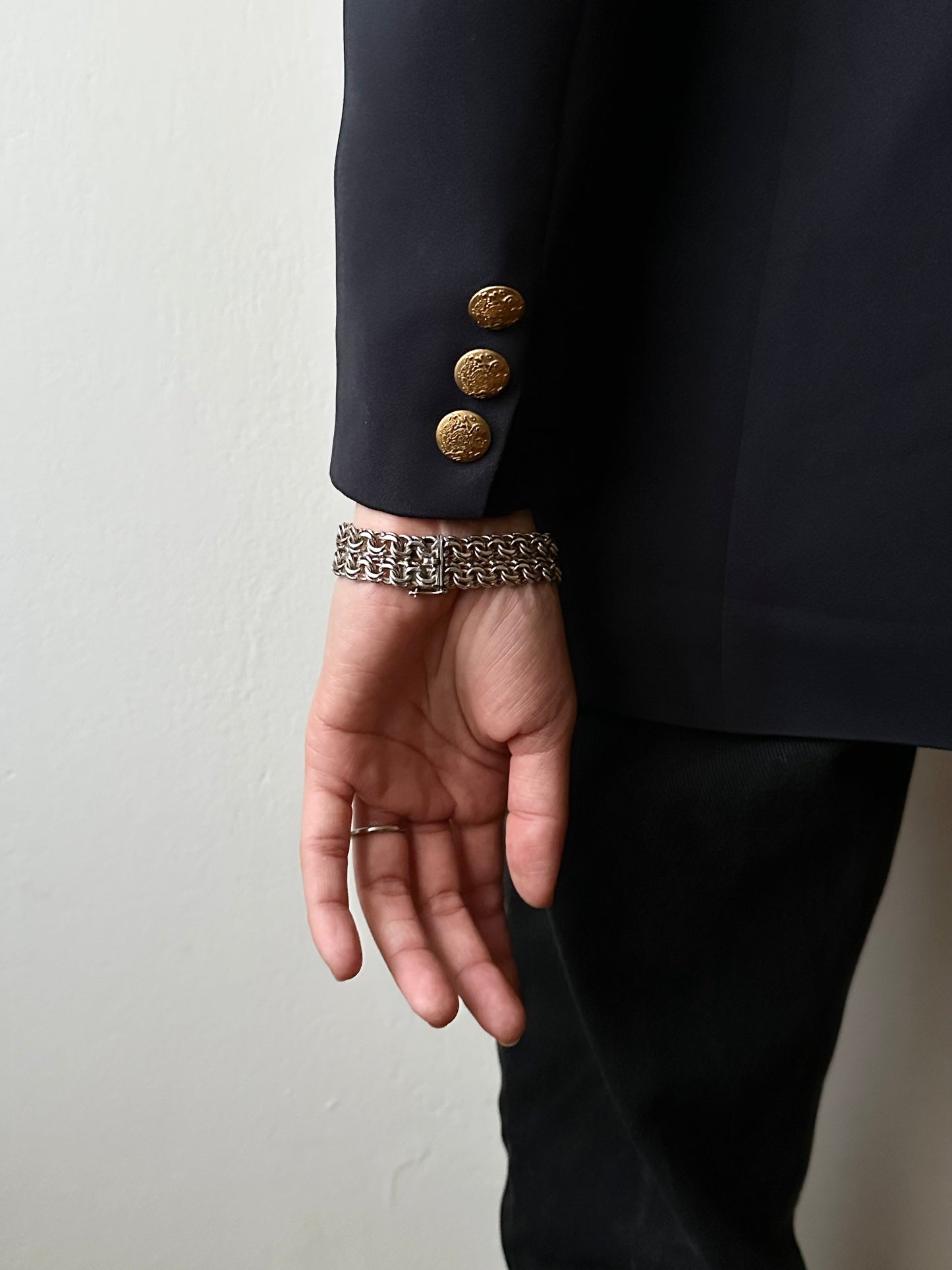 German silver 800 double garibaldi chain bracelet