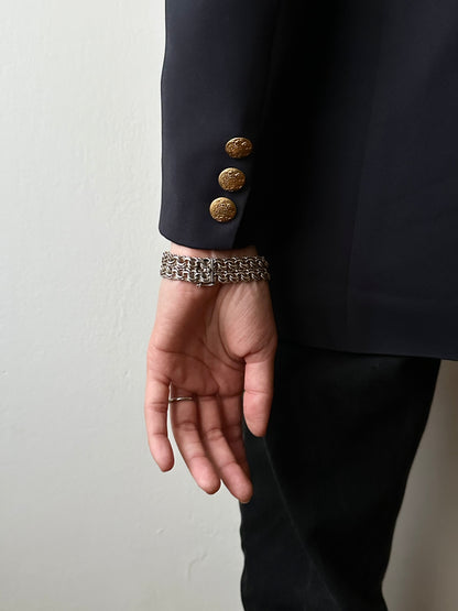 German silver 800 double garibaldi chain bracelet