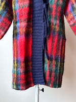 plaid mohair knit jacket