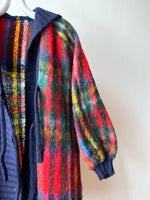 plaid mohair knit jacket