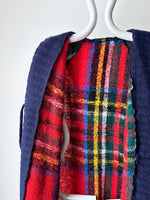 plaid mohair knit jacket