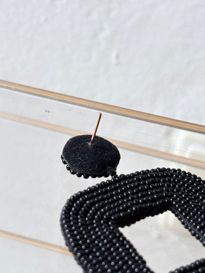 handmade black beads earrings