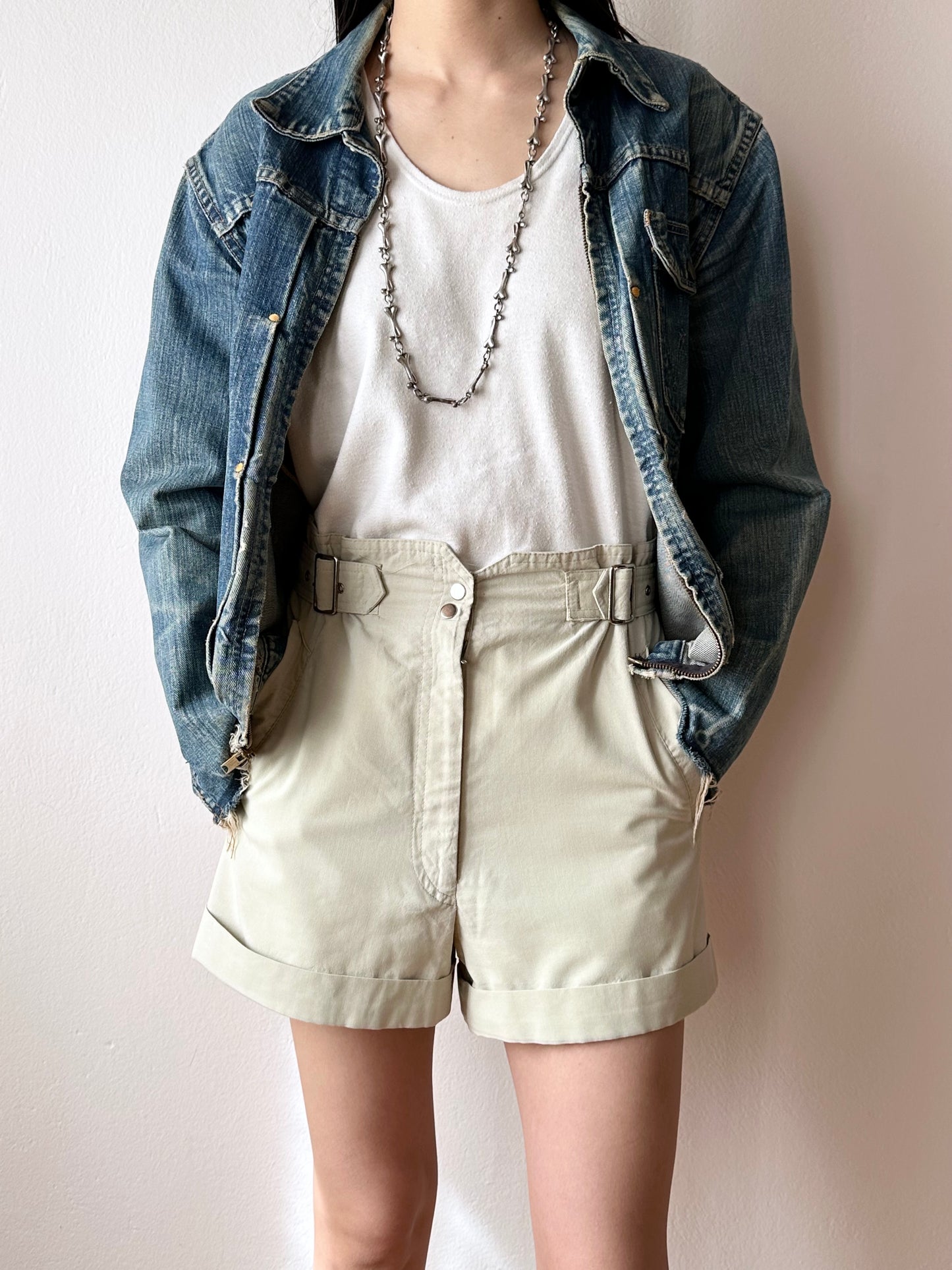 belted cotton shorts