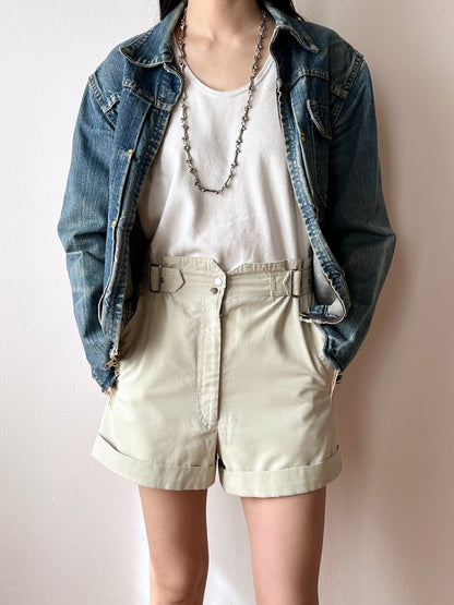 belted cotton shorts