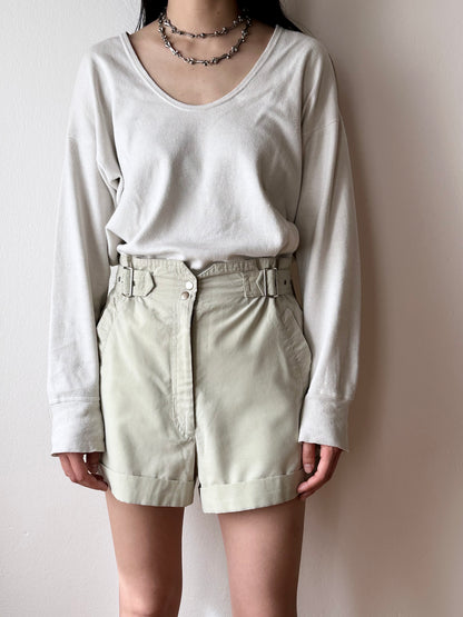 belted cotton shorts