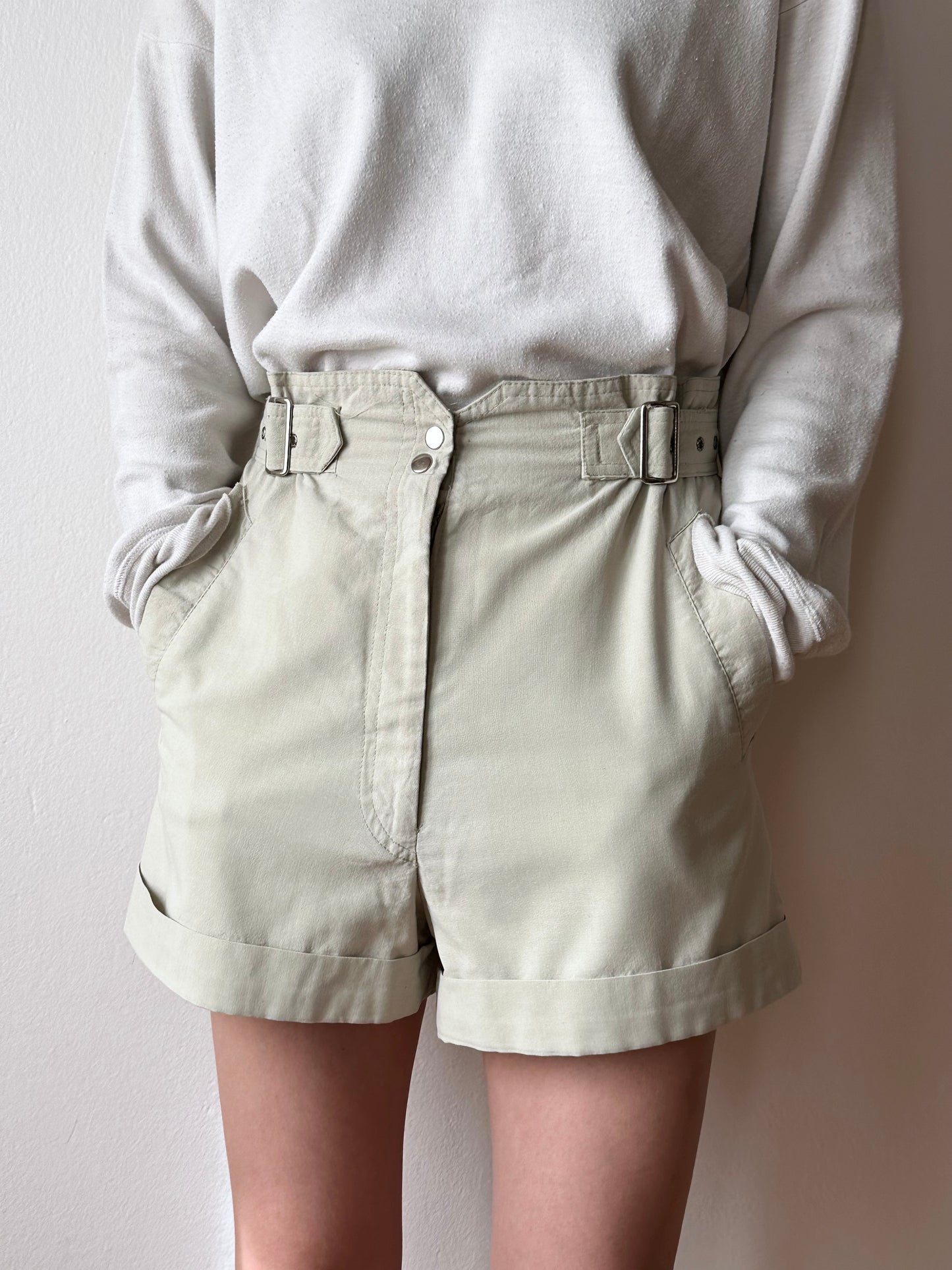 belted cotton shorts