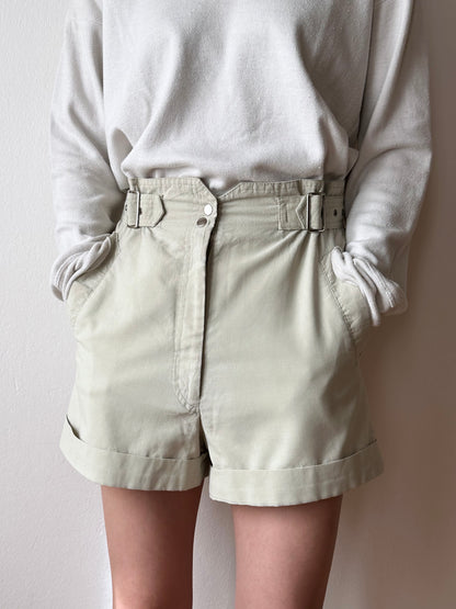 belted cotton shorts