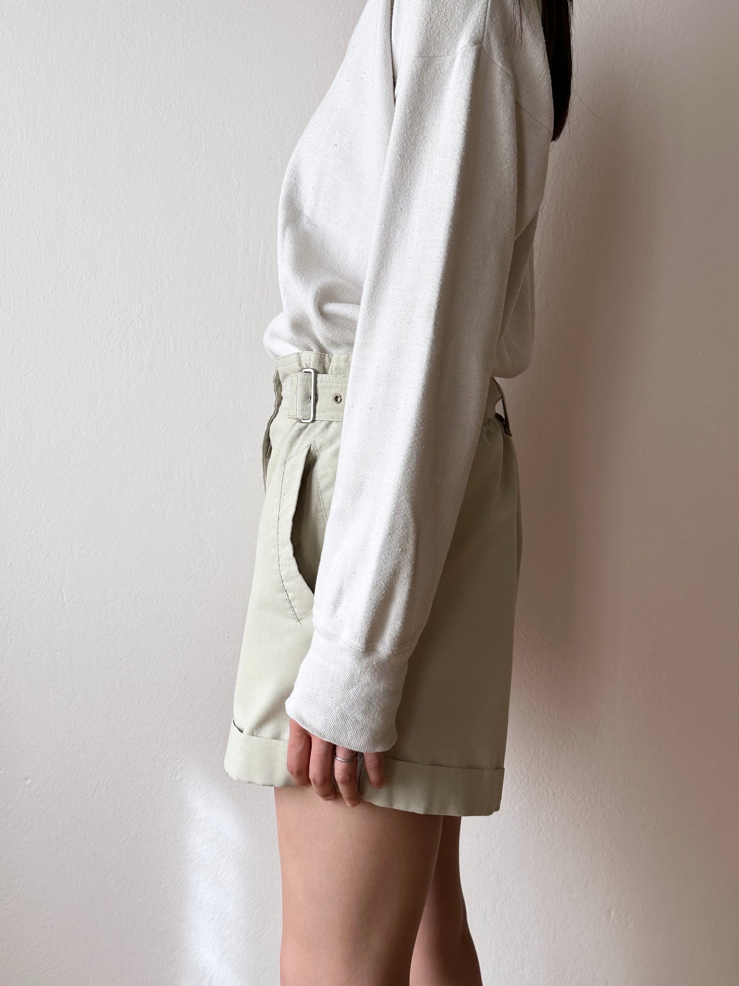 belted cotton shorts