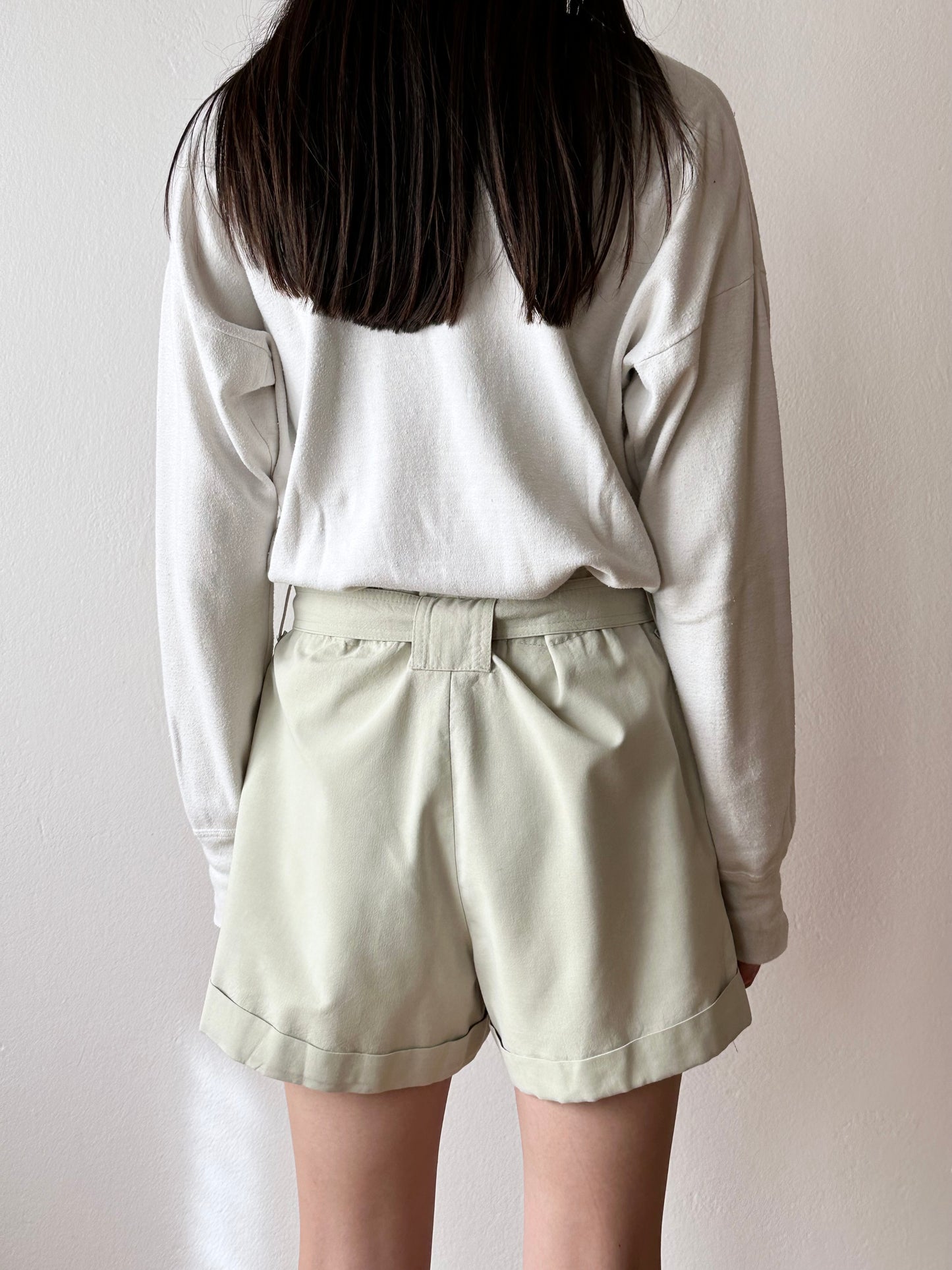 belted cotton shorts