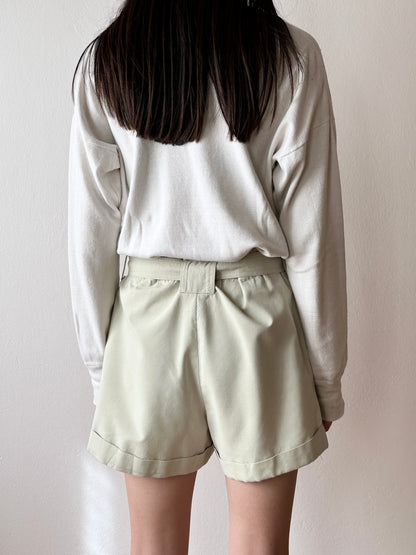 belted cotton shorts