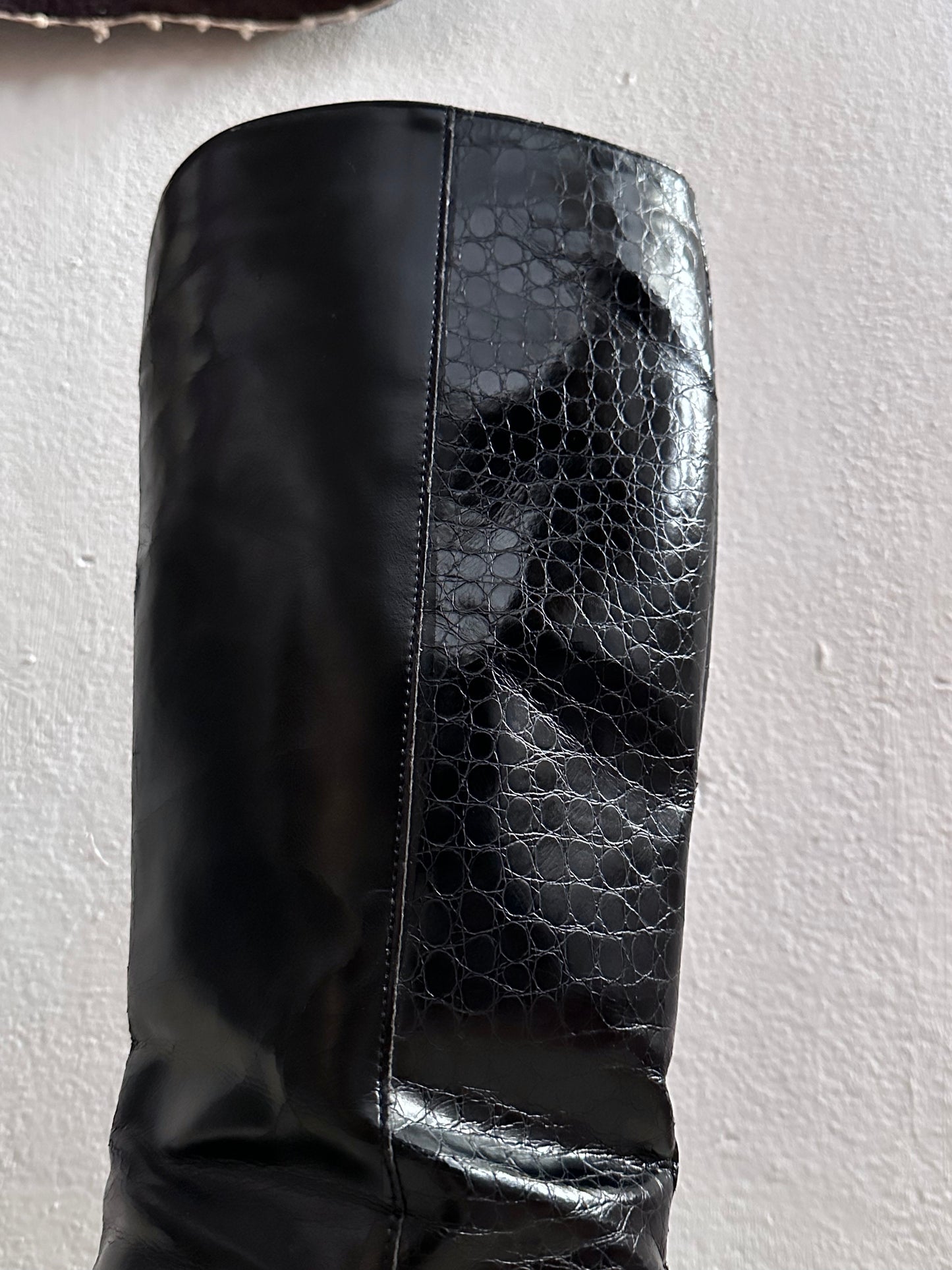 Late 70s-80s PERTTI PALMROTH Black leather boots - sz 8h