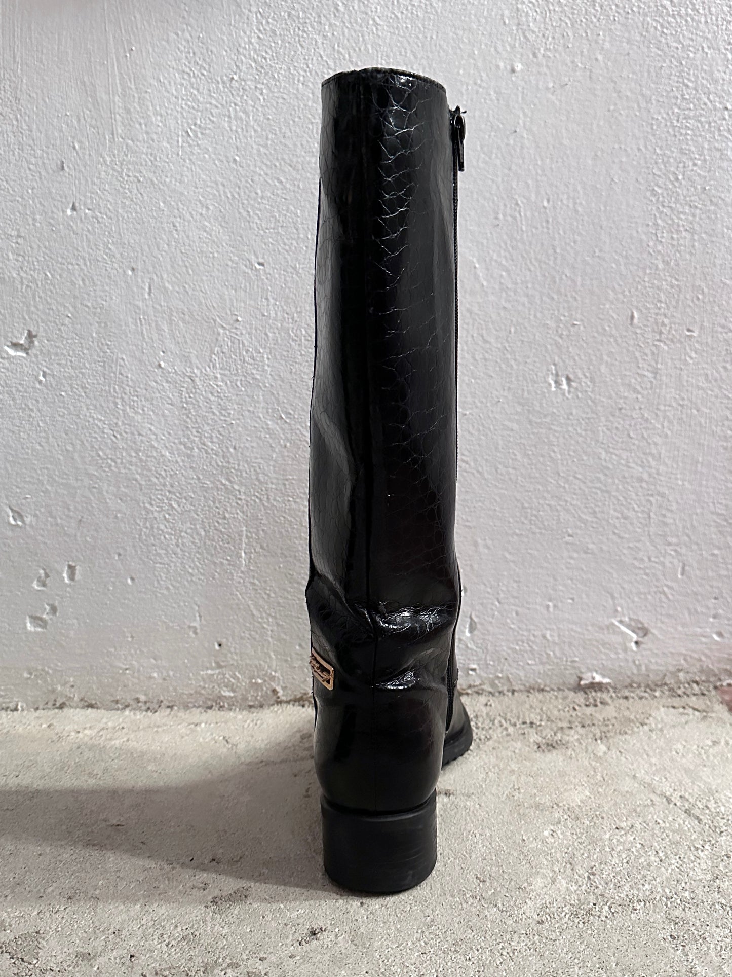 Late 70s-80s PERTTI PALMROTH Black leather boots - sz 8h