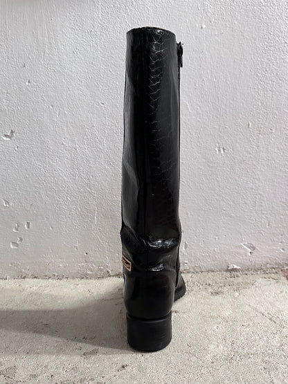 Late 70s-80s PERTTI PALMROTH Black leather boots - sz 8h