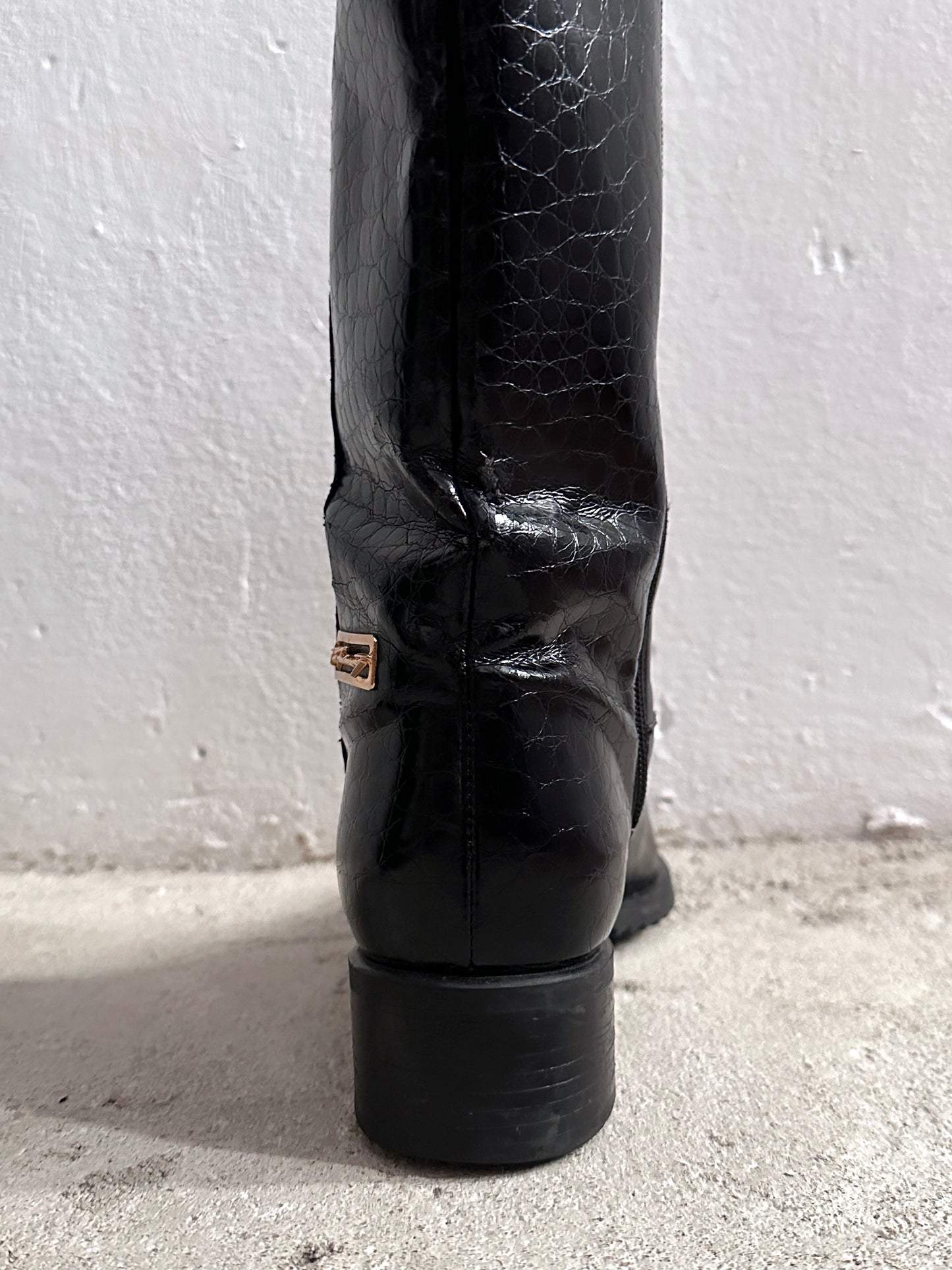 Late 70s-80s PERTTI PALMROTH Black leather boots - sz 8h