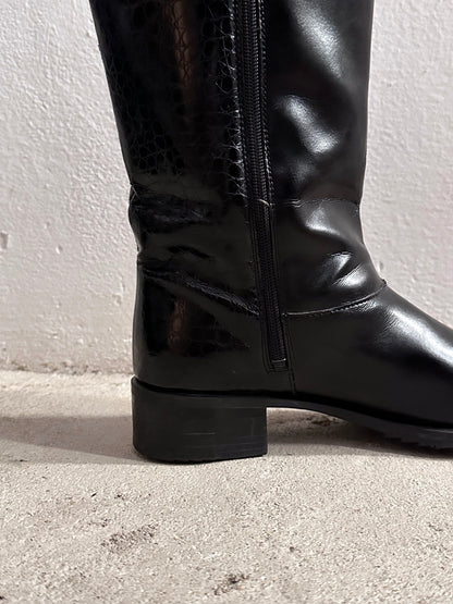 Late 70s-80s PERTTI PALMROTH Black leather boots - sz 8h