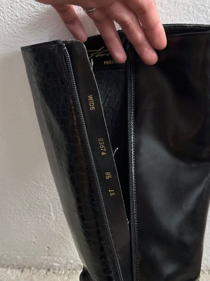 Late 70s-80s PERTTI PALMROTH Black leather boots - sz 8h