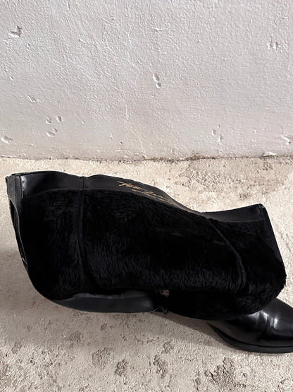 Late 70s-80s PERTTI PALMROTH Black leather boots - sz 8h