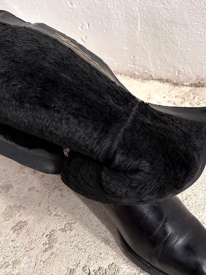 Late 70s-80s PERTTI PALMROTH Black leather boots - sz 8h