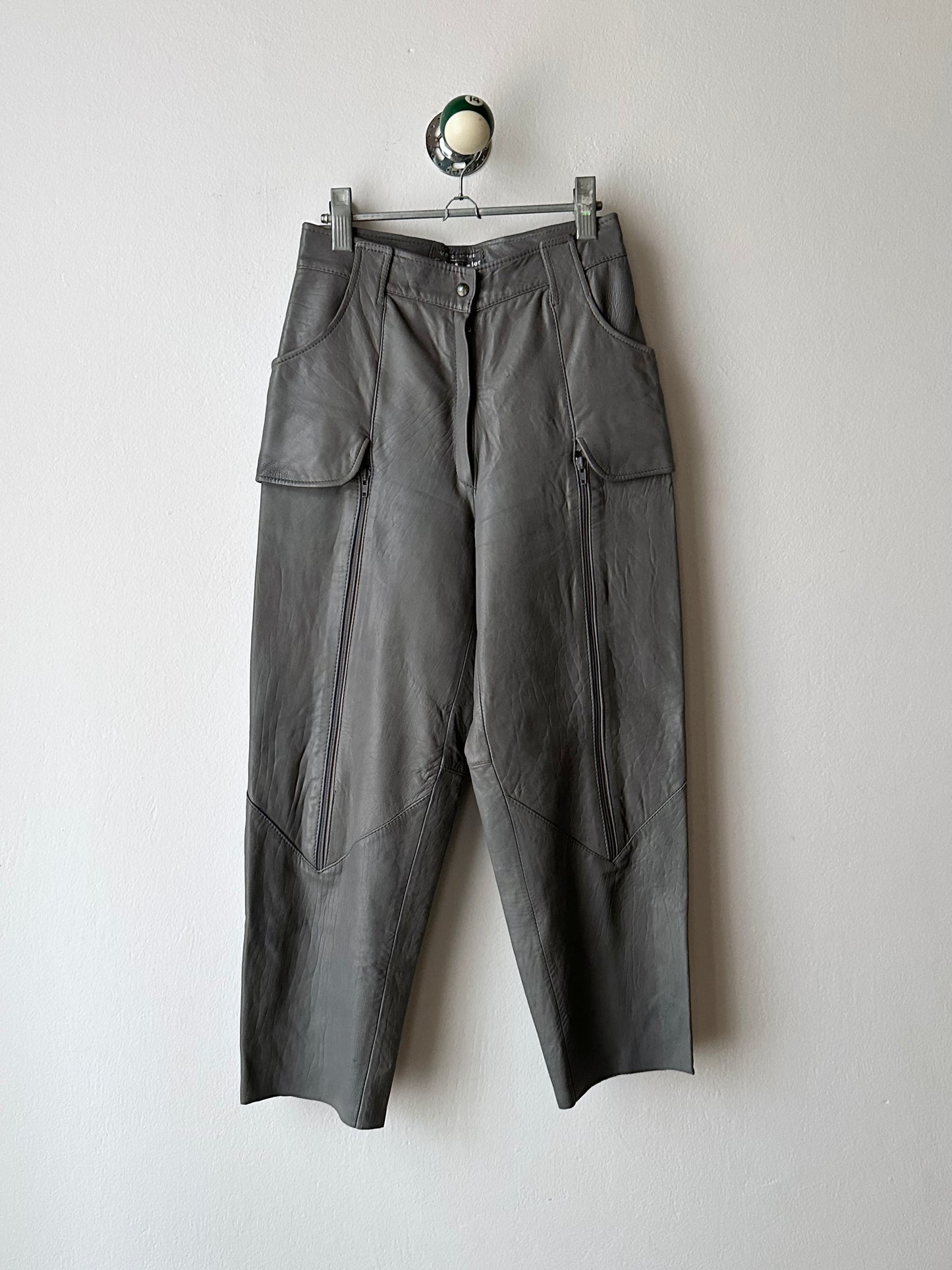 80s center zip leather trouser