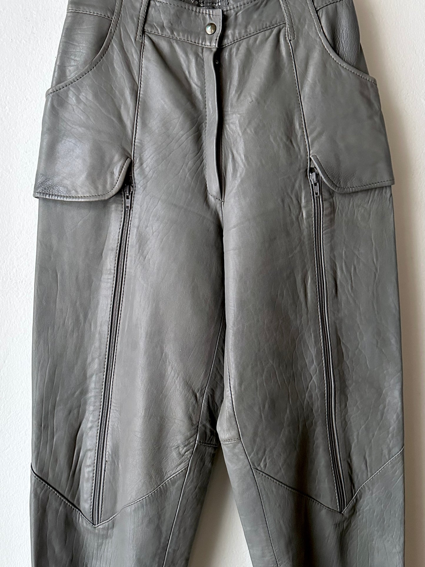 80s center zip leather trouser