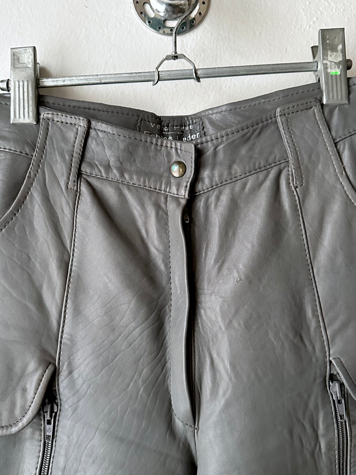 80s center zip leather trouser