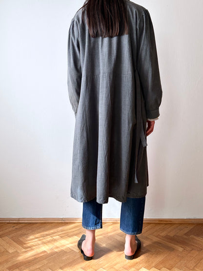 French vintage black chambray shirt dress