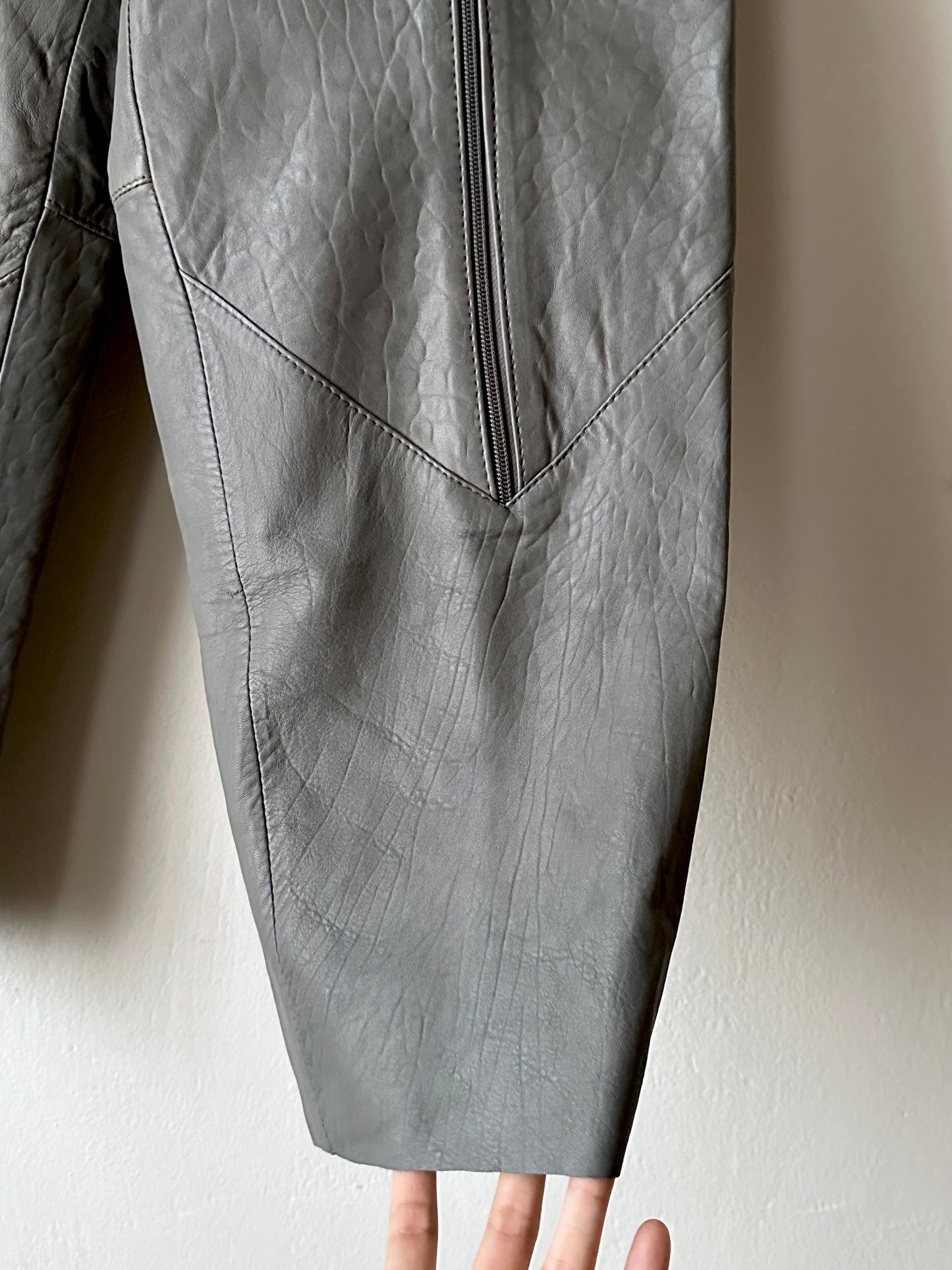 80s center zip leather trouser