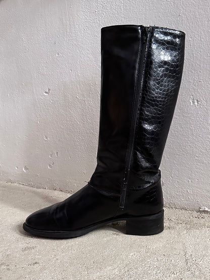 Late 70s-80s PERTTI PALMROTH Black leather boots - sz 8h