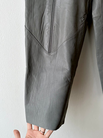 80s center zip leather trouser
