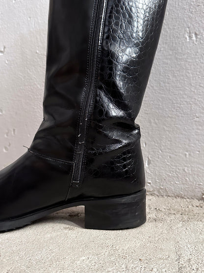 Late 70s-80s PERTTI PALMROTH Black leather boots - sz 8h
