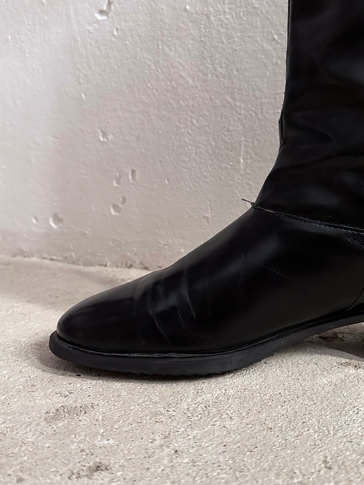 Late 70s-80s PERTTI PALMROTH Black leather boots - sz 8h