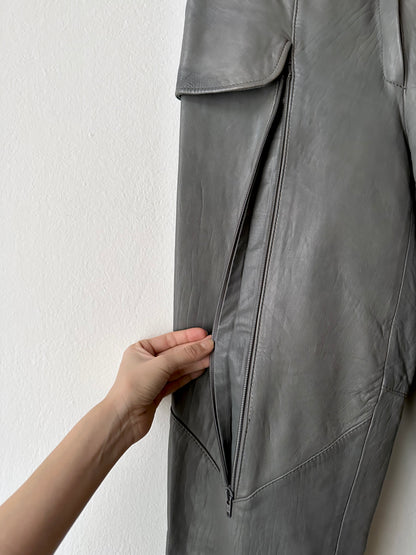 80s center zip leather trouser