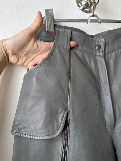 80s center zip leather trouser