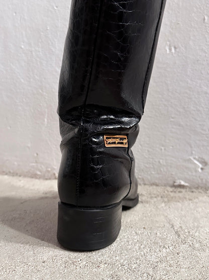 Late 70s-80s PERTTI PALMROTH Black leather boots - sz 8h