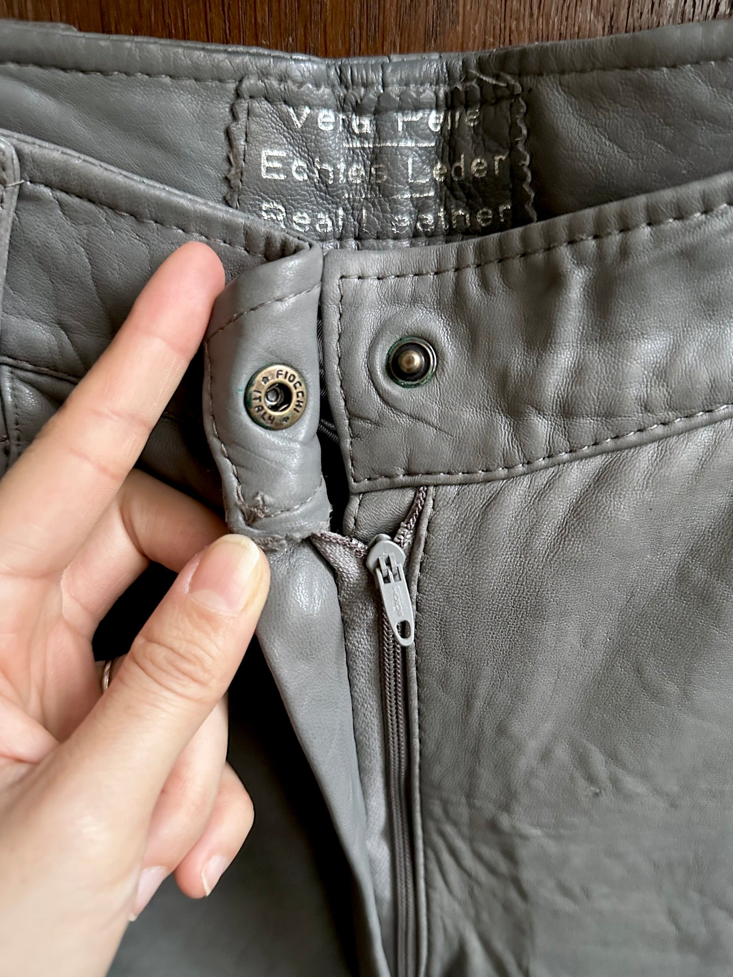 80s center zip leather trouser