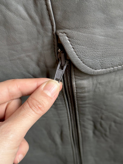 80s center zip leather trouser