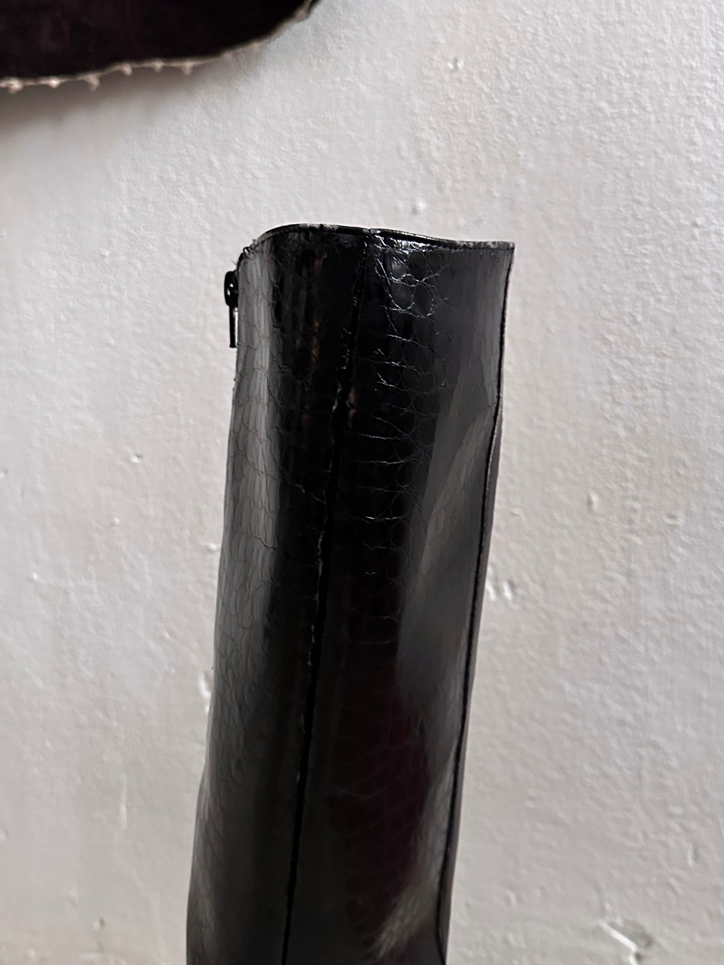 Late 70s-80s PERTTI PALMROTH Black leather boots - sz 8h