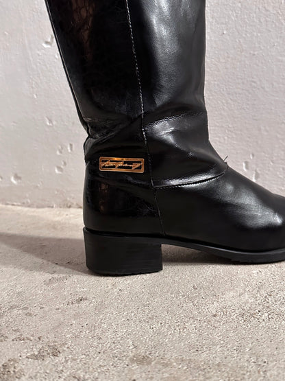 Late 70s-80s PERTTI PALMROTH Black leather boots - sz 8h