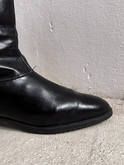 Late 70s-80s PERTTI PALMROTH Black leather boots - sz 8h
