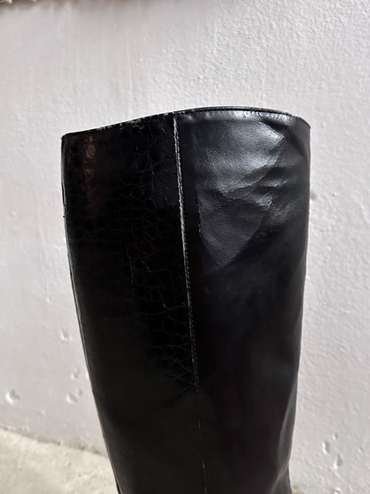 Late 70s-80s PERTTI PALMROTH Black leather boots - sz 8h