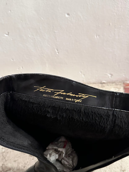 Late 70s-80s PERTTI PALMROTH Black leather boots - sz 8h